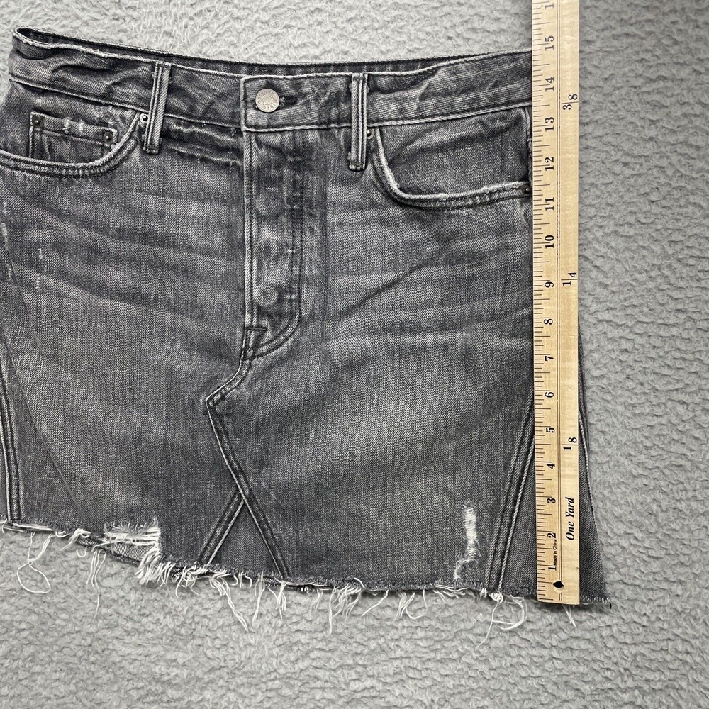 Grlfrnd Mini Skirt Womens 27 Gray Denim EVA Silver Spoon Distressed Raw Hem - Picture 12 of 12